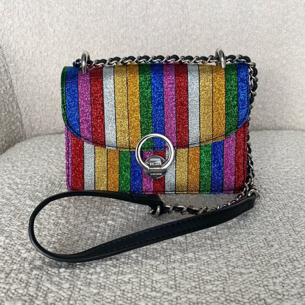 Zara multicolor metallic rainbow crossbody bag